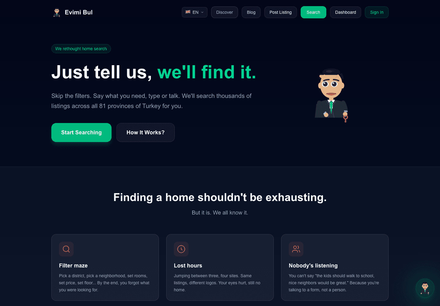 Evimi Bul website preview