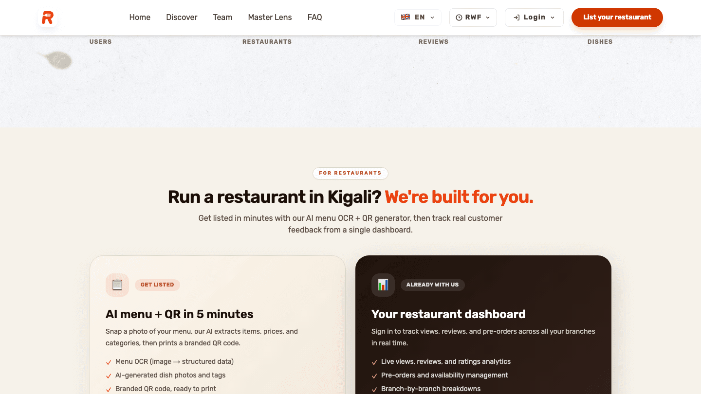 RateEat product screenshot